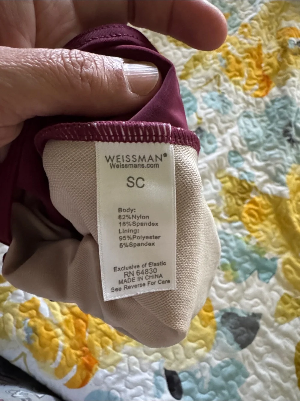 Weissman Burgundy One-Piece Swimsuit